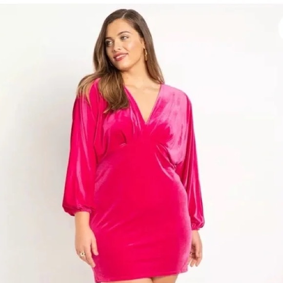 NWT Eloquii Pink Velvet Dolman Sleeve - Picture 6 of 6